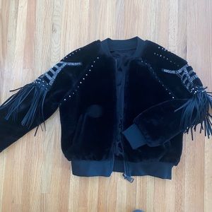 Faux Fur Embroidered Bomber